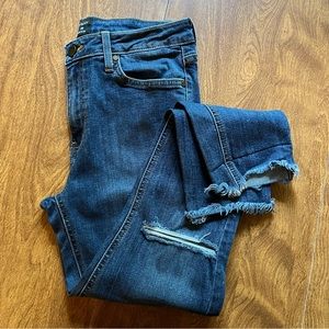 JustBlack Women’s Med Wash Stretchable Distressed hem Ankle Denim Jeans size 28